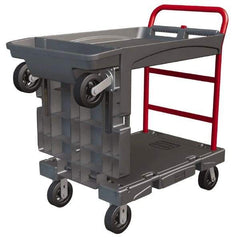 Rubbermaid - 750 Lb Capacity Structural Foam/Steel Platform Truck - Structural Foam Deck, 24-1/4" OAW, 65-7/8" Platform Length, Rubber Casters - Americas Industrial Supply