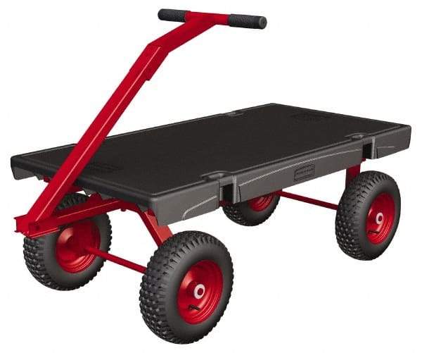 Rubbermaid - 2,000 Lb Capacity Structural Foam/Steel Wagon Truck - Structural Foam Deck, 30" OAW, Rubber Casters - Americas Industrial Supply