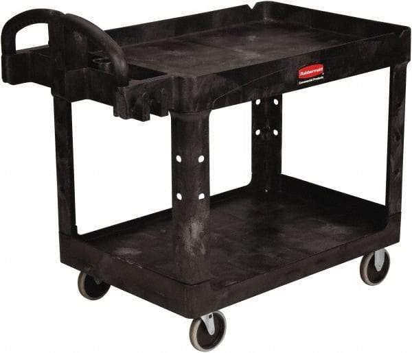 Rubbermaid - 500 Lb Capacity, 25" Wide x 43-7/8" Long x 32-3/4" High Standard Utility Cart - 2 Shelf, Plastic - Americas Industrial Supply