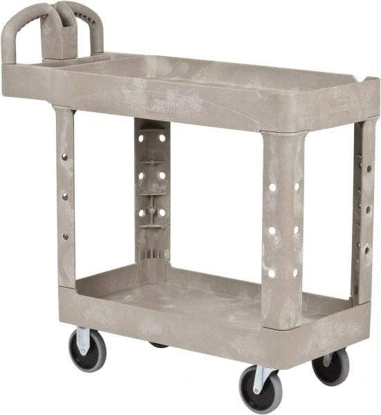 Rubbermaid - 500 Lb Capacity, 17" Wide x 38-3/8" Long x 32-3/4" High Standard Utility Cart - 2 Shelf, Plastic - Americas Industrial Supply