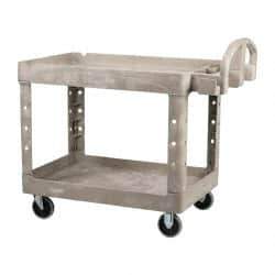 Rubbermaid - 500 Lb Capacity, 25" Wide x 43-7/8" Long x 32-3/4" High Standard Utility Cart - 2 Shelf, Plastic - Americas Industrial Supply