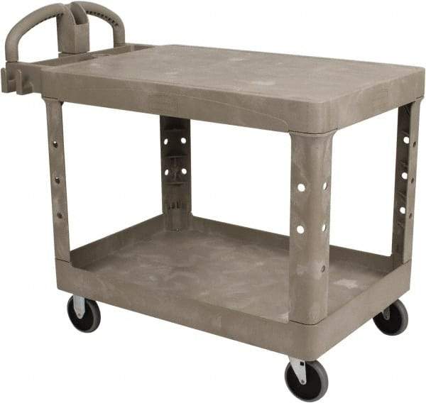 Rubbermaid - 500 Lb Capacity, 25" Wide x 43-7/8" Long x 32-1/4" High Standard Utility Cart - 2 Shelf, Plastic - Americas Industrial Supply