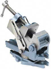 Palmgren - 2-7/8" Jaw Width, 2-1/2" Jaw Opening Capacity, Angle Stationary Machine Vise - Manual Operation, 1 Station, 9" Long x 3-7/8" High x 1-1/2" Deep, 30,000 psi Max Clamp Force, Cast Iron - Americas Industrial Supply