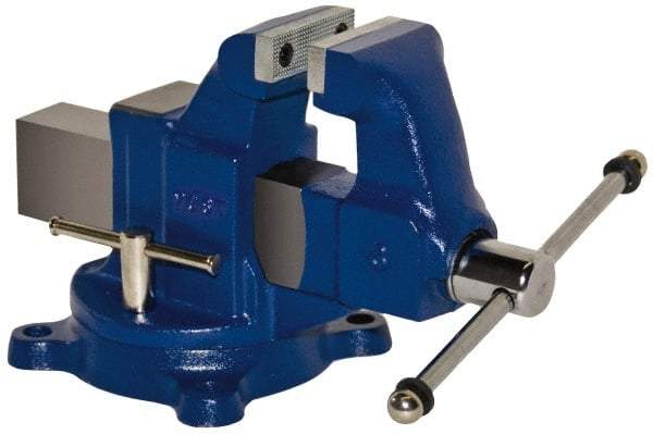 Yost Vises - 5" Jaw Width, 8" Opening Capacity, 5" Throat Depth, Ductile Iron Swivel Bench Vise - Bolt Down Base Attachment - Americas Industrial Supply