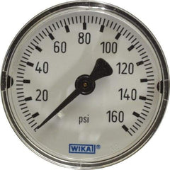 Wika - 2" Dial, 1/4 Thread, 0-160 Scale Range, Pressure Gauge - Center Back Connection Mount, Accurate to 3-2-3% of Scale - Americas Industrial Supply