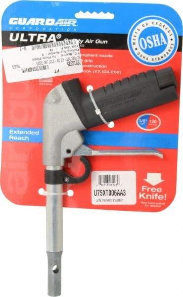 Guardair - 120 Max psi Maximum Power Venturi Nozzle Pistol Grip Blow Gun - 3/8 NPT, 6" Tube Length, Aluminum - Americas Industrial Supply