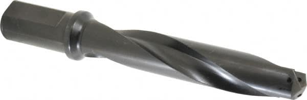 Allied Machine and Engineering - Series 2.5, 1-3/16 to 1-3/8" Diam, 1-1/4" Diam Straight Shank with Flange, Helical Flute Spade Drill - 5-3/8" Max Depth, 7-13/64" Body Length, 9-11/32" OAL, Intermediate Length, Through Coolant - Americas Industrial Supply