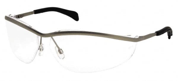 MCR Safety - Indoor/Outdoor Clear Mirror Lenses, Framed Safety Glasses - Scratch Resistant, Silver Metal Frame, Size Universal, Wrap Around - Americas Industrial Supply