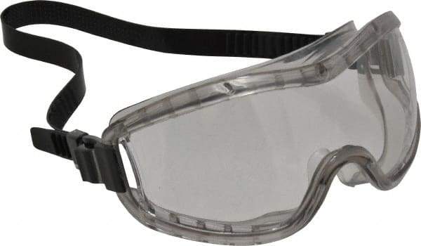 MCR Safety - Size Universal, Clear Polycarbonate Anti-Fog & Scratch Resistant Lens, Safety Goggles - Indirect Vent, Gray Plastic Frame - Americas Industrial Supply