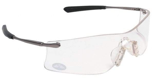 MCR Safety - Clear Lenses, Frameless Safety Glasses - Anti-Fog, Scratch Resistant, Metal Frame, Size Universal, Wrap Around - Americas Industrial Supply