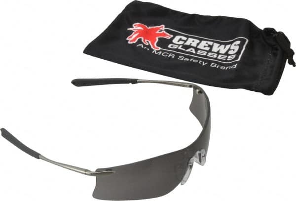 MCR Safety - Gray Lenses, Frameless Safety Glasses - Anti-Fog, Scratch Resistant, Metal Frame, Size Universal, Wrap Around - Americas Industrial Supply