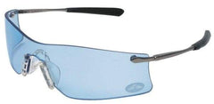 MCR Safety - Light Blue Lenses, Frameless Safety Glasses - Anti-Fog, Scratch Resistant, Metal Frame, Size Universal, Wrap Around - Americas Industrial Supply