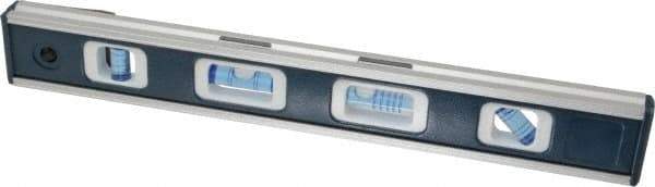 Empire Level - Magnetic 12" Long 4 Vial Torpedo Level - Aluminum, Silver, 1 45°, 1 Level, 1 Plumb & 1 Vari-Pitch Vials - Americas Industrial Supply