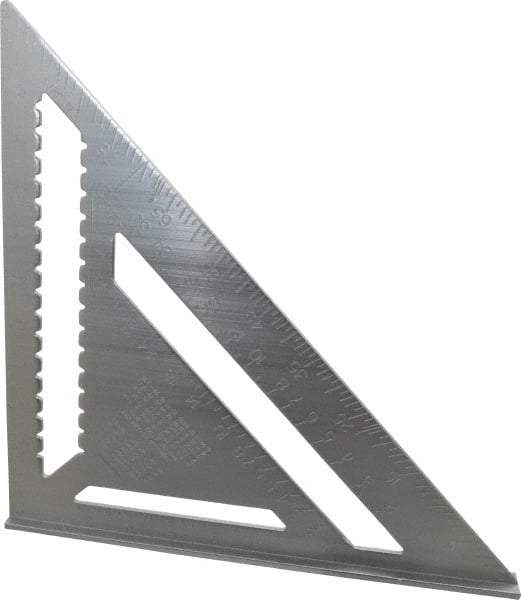 Empire Level - 12" Blade Length, Buffed Finish, Aluminum Rafter Square - 1/16", 0.083", 1/8" Graduation - Americas Industrial Supply