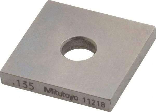 Mitutoyo - 0.135" Square Steel Gage Block - Accuracy Grade 0, Includes Certificate of Inspection - Americas Industrial Supply