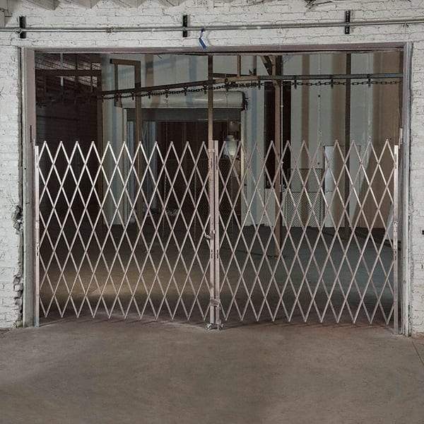 Illinois Engineered Products - 102" High Bi-Parting Folding Gates - Galvanized Steel, Silver - Americas Industrial Supply