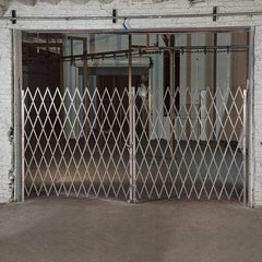 Illinois Engineered Products - 8' High Bi-Parting Folding Gates - Galvanized Steel, Silver - Americas Industrial Supply