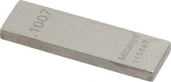 Mitutoyo - 0.1007" Rectangular Steel Gage Block - Accuracy Grade 0, Includes Certificate of Inspection - Americas Industrial Supply