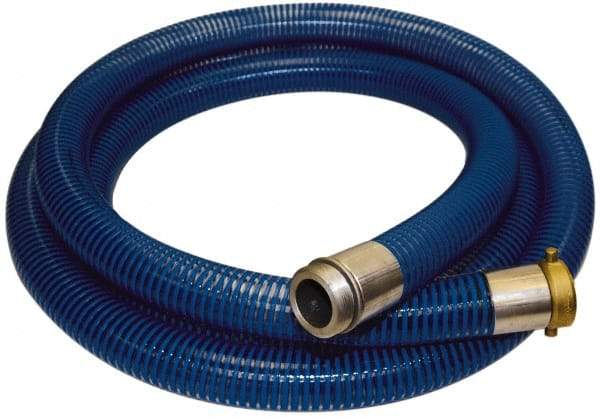 Alliance Hose & Rubber - -40 to 150°F, 1-1/2" Inside x 1.77" Outside Diam, PVC Liquid Suction & Discharge Hose - Transparent Blue, 20' Long, 29 Vacuum Rating, 89 psi Working Pressure - Americas Industrial Supply