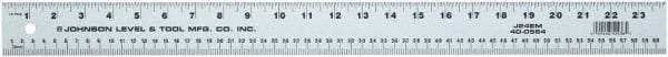 Johnson Level & Tool - 72" Long, 1/8, 1/16" and 2mm Graduation, Aluminum Rule - English/Metric Graduation Style, Gray, Anodized Finish - Americas Industrial Supply