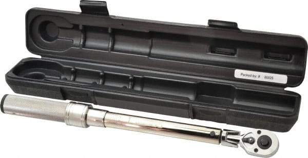 CDI - 3/8" Drive Micrometer Torque Wrench - 10 Ft/Lb to 80 Ft/Lb Torque, 16.6" OAL, 1/2 Ft/Lb Graduation, Flex-Head Ratcheting with Reverse Lever - Americas Industrial Supply