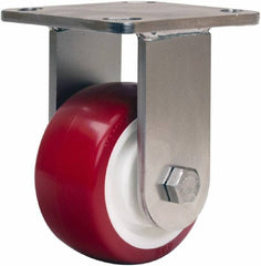 Hamilton - 4" Diam x 2" Wide x 5-5/8" OAH Top Plate Mount Rigid Caster - Polyurethane Mold on Polypropylene, 750 Lb Capacity, Delrin Bearing, 4 x 4-1/2" Plate - Americas Industrial Supply