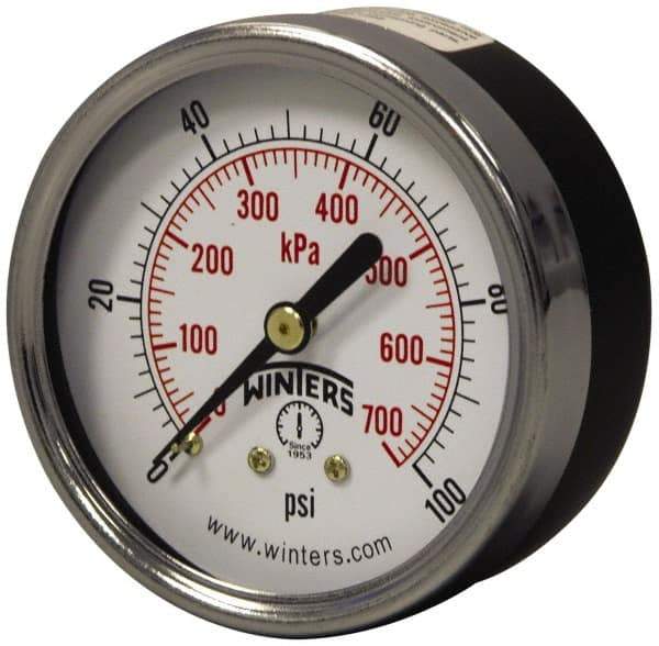 Winters - 2-1/2" Dial, 1/4 Thread, 0-160 Scale Range, Pressure Gauge - Center Back Connection Mount, Accurate to 3-2-3% of Scale - Americas Industrial Supply