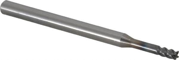 OSG - 4mm, 4 Flute, Single End, Solid Carbide, 0.2mm Corner Radius End Mill - 80mm OAL, 45° Helix, Right Hand Flute, 6mm LOC, Right Hand Cut, 20mm Extended Reach - Americas Industrial Supply