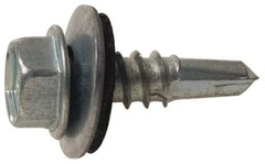Elco - #12-14, Hex Washer Head, Hex Drive, 4" Length Under Head, #3 Point, Self Drilling Screw - Steel - Americas Industrial Supply