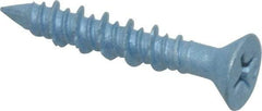 Elco - 3/16" Diam, 1-1/4" OAL, Phillips Drive, Concrete Screw & Masonry Fastener - Steel, Blue StalGard Finish, Includes #2 Drill Bit - Americas Industrial Supply