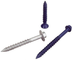 Elco - 3/16" Diam, 2-1/4" OAL, Phillips Drive, Concrete Screw & Masonry Fastener - Steel, Blue StalGard Finish, Includes #2 Drill Bit - Americas Industrial Supply