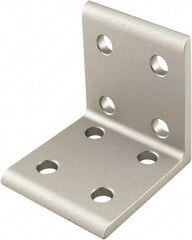 80/20 Inc. - 50mm Wide, Open Shelving 8 Hole Inside Corner Bracket - Aluminum, Clear Anodized Finish, 47mm Long, Use with 25 Series & Bolt Kit 75-3404 - Americas Industrial Supply