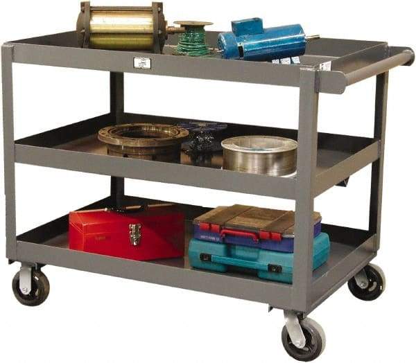 Strong Hold - 2,000 Lb Capacity, 32" Wide x 48" Long x 40" High Service Cart - 3 Shelf, Steel, Swivel Casters - Americas Industrial Supply
