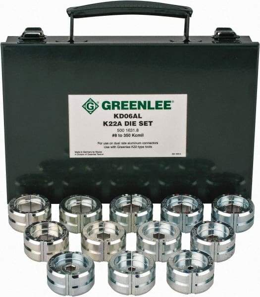 Greenlee - 8 AWG - 350 MCM Crimping Die Set - Use with Mfr's # EK628L11 - Americas Industrial Supply