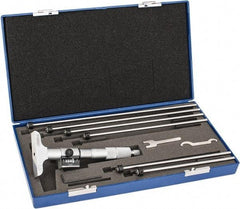 Fowler - 0 to 6" Range, 6 Rod, Mechanical Depth Micrometer - Ratchet Stop Thimble, 2-1/2" Base Length, 0.001" Graduation, 11/64" Rod Diam - Americas Industrial Supply