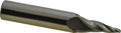 Accupro - 10° Taper Angle per Side, 3/32" Small End Diam, 1" LOC, Solid Carbide 3 Flute Tapered Ball End Mill - 3" OAL, 1/2" Shank Diam - Americas Industrial Supply
