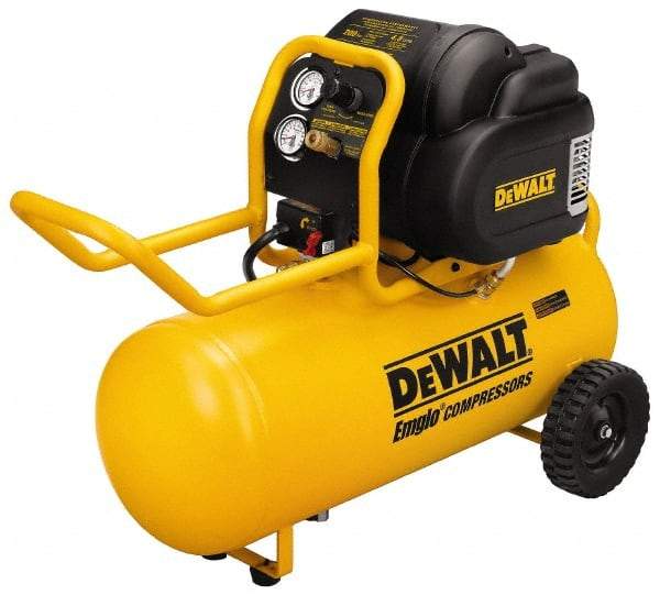 DeWALT - 1.6 Running HP, 4.8 CFM at 90 psi CFM Horizontal Electric Oil Free Compressor - 15 Gallon Tank, 15 Amp, 200 Max psi, 120V - Americas Industrial Supply