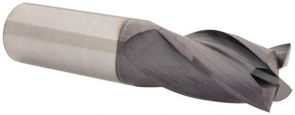 Atrax - 7/8", 1-1/2" LOC, 7/8" Shank Diam, 4" OAL, 4 Flute, Solid Carbide Square End Mill - Single End, AlTiN Finish, Spiral Flute, 30° Helix, Centercutting, Right Hand Cut, Right Hand Flute - Americas Industrial Supply