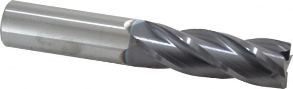 Atrax - 1", 3" LOC, 1" Shank Diam, 5-1/2" OAL, 4 Flute, Solid Carbide Square End Mill - Single End, AlTiN Finish, Spiral Flute, 30° Helix, Centercutting, Right Hand Cut, Right Hand Flute - Americas Industrial Supply