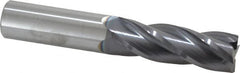 Atrax - 1", 3" LOC, 1" Shank Diam, 5-1/2" OAL, 4 Flute, Solid Carbide Square End Mill - Single End, AlTiN Finish, Spiral Flute, 30° Helix, Centercutting, Right Hand Cut, Right Hand Flute - Americas Industrial Supply