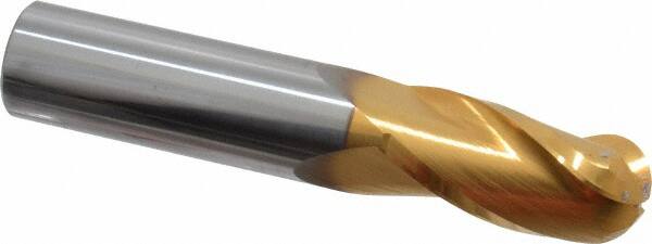 Atrax - 3/4" Diam, 1-1/2" LOC, 3 Flute Solid Carbide Ball End Mill - TiN Finish, Single End, 4" OAL, 3/4" Shank Diam - Americas Industrial Supply