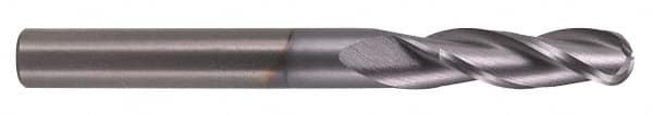 Hertel - 3/4" Diam, 1-1/2" LOC, 3 Flute Solid Carbide Ball End Mill - AlTiN Finish, Single End, 4" OAL, 3/4" Shank Diam - Americas Industrial Supply
