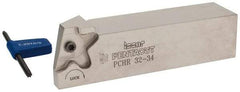 Iscar - External Thread, 0.3937" Max Depth of Cut, 1.5mm Min Groove Width, 135mm OAL, Right Hand Indexable Grooving Cutoff Toolholder - 32mm Shank Height x 32mm Shank Width, PENTA 34.. Insert Style, PCH Toolholder Style, Series PentaCut - Americas Industrial Supply