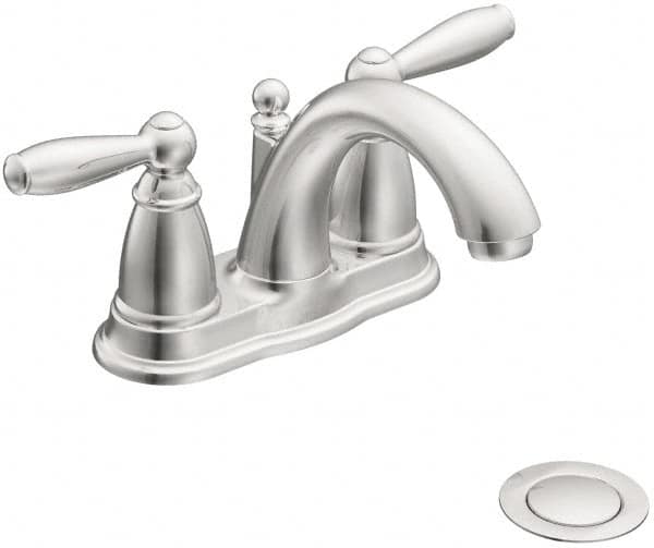 Moen - Lever Handle, Residential Bathroom Faucet - Two Handle, Pop Up Drain, Arc Spout - Americas Industrial Supply