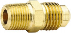 Parker - 3/8" Tube OD, 45° Lead Free Brass Flared Tube Male Connector - 3/8 NPTF, Flare x MNPTF Ends - Americas Industrial Supply