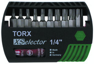 10 Piece - Torx® T7; T8; T9; T10; T15; T20; T25; T27; T30; T40 - Quick Release Holder - Insert Bit Set in XSelector Storage Box - Americas Industrial Supply