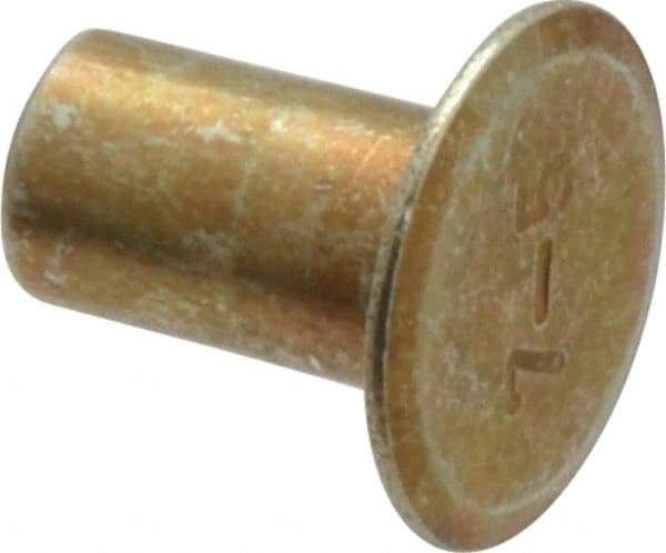 RivetKing - 0.134 to 0.141" Hole Diam, Countersunk Head, Zinc Plated Steel, Semi Tubular Rivet - 3/8 Head Diam, 5/16" Length Under Head, 150° Countersunk Head, 3/16 Body Diam - Americas Industrial Supply