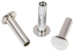 RivetKing - 0.1 to 0.17" Hole Diam, Round Head, Zinc Plated Steel, Semi Tubular Rivet - 5/16 Head Diam, 3/8" Length Under Head, 9/64 Body Diam - Americas Industrial Supply