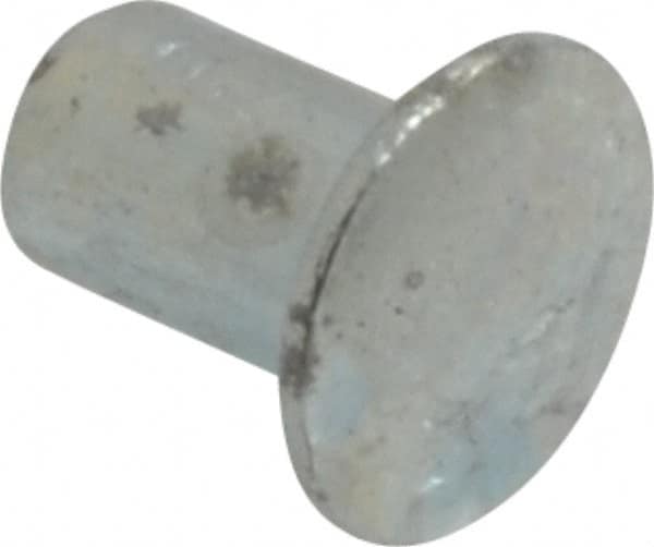 RivetKing - 0.084 to 0.09" Hole Diam, Round Head, Zinc Plated Steel, Semi Tubular Rivet - 7/32 Head Diam, 3/16" Length Under Head, 1/8 Body Diam - Americas Industrial Supply