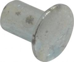 RivetKing - 0.084 to 0.09" Hole Diam, Round Head, Zinc Plated Steel, Semi Tubular Rivet - 7/32 Head Diam, 3/16" Length Under Head, 1/8 Body Diam - Americas Industrial Supply